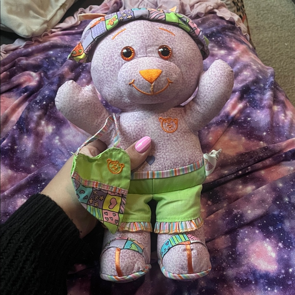 B44 Y2K Doodle Bear— Purple and Green